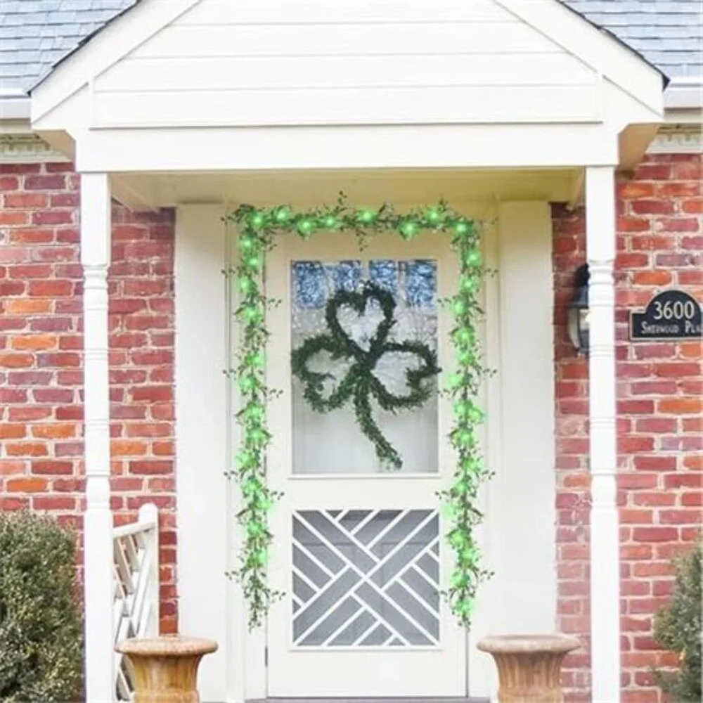 6 Ft St Patrick's Day Garland with Lights St Patricks Day Decorations, Shamrock